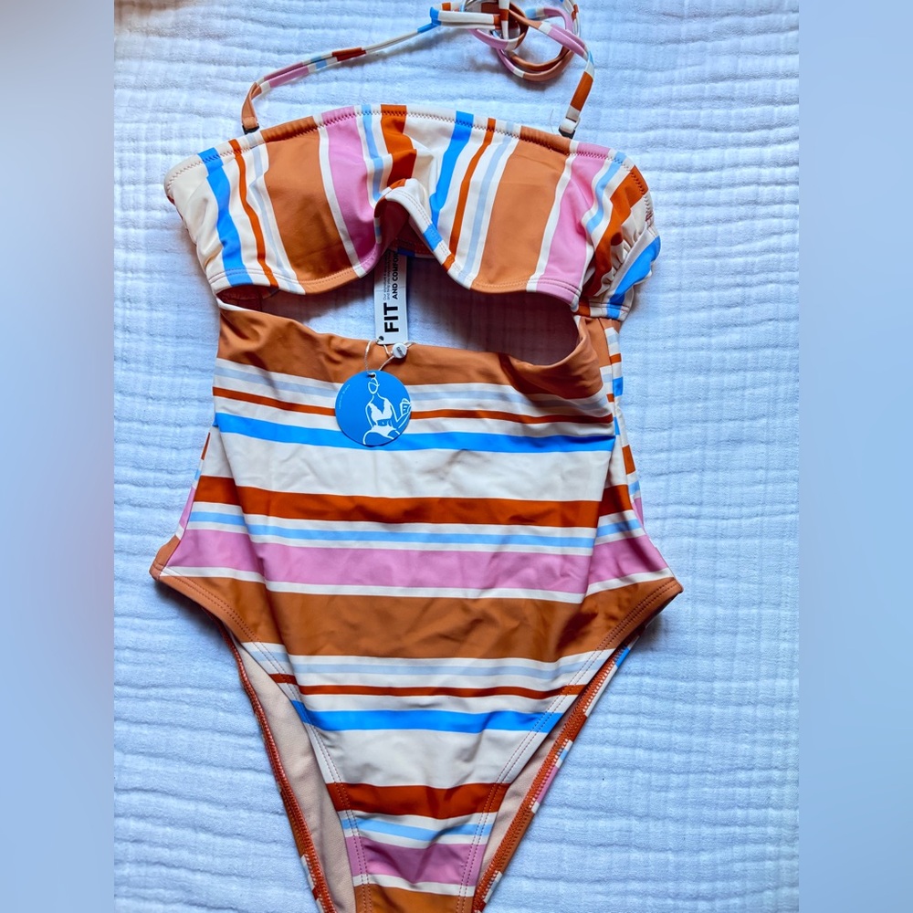 Cupshe Multicolor Striped One Piece Swimsuit